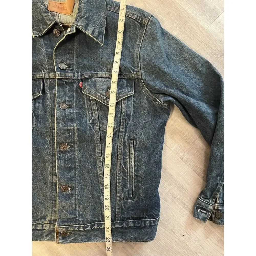 VTG 70s Levis Denim Trucker Jacket Blue Jean Pointed Collar 40 S/M